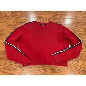 Vintage Inspired Red Brandy Melville Pullover Crew Neck Striped Sweater $58 New
